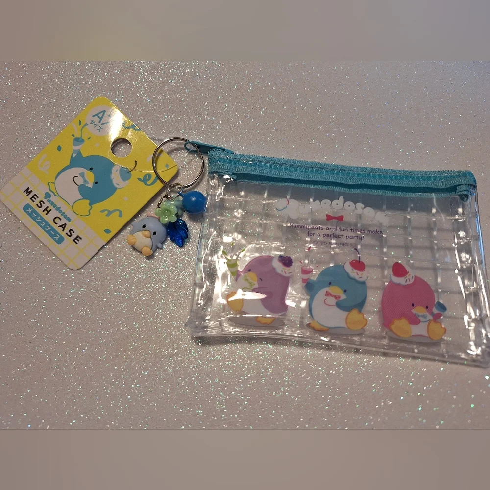 Tuxedosam Sanrio Ice Cream Style Flat Pouch Credit Card Holder With Keychain New